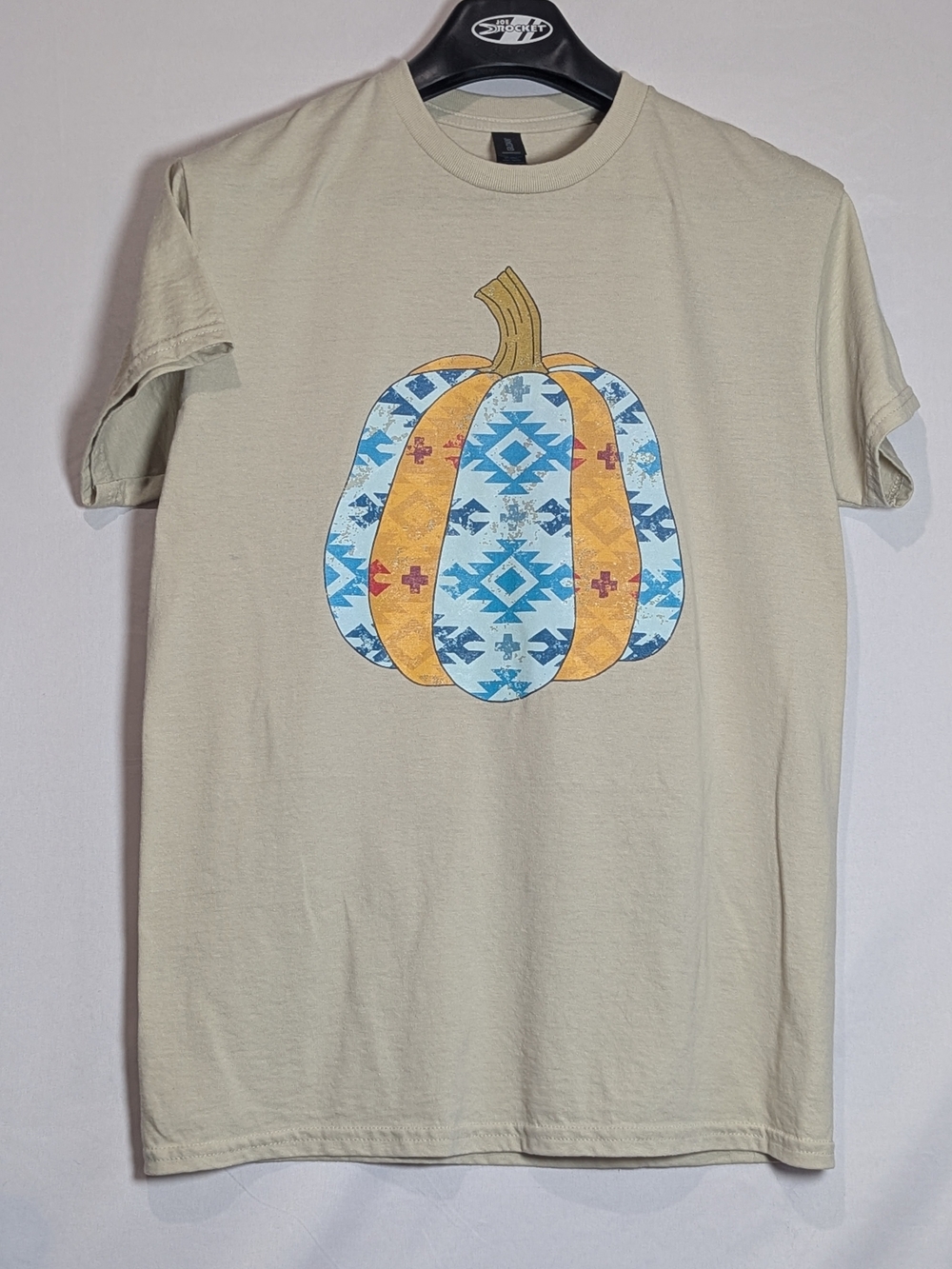 Gildan M Southwestern Aztec Pumpkin Graphic T-Shirt Beige